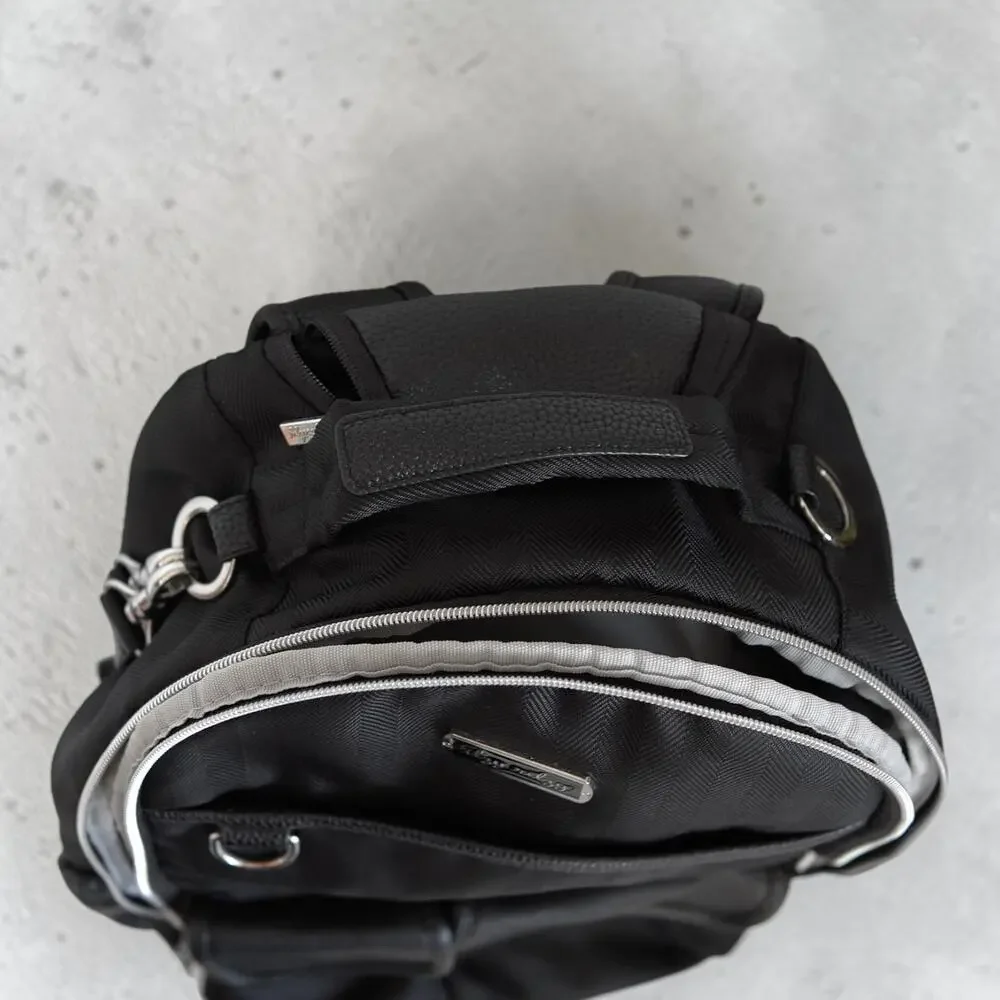 Itzy Ritzy Boss Backpack Diaper Bag Black Herringbone 19x12x7
